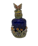 Monet Enameled Butterfly &amp; Flowers Dragonfly Top 80&#39;s Perfume Cobalt Lik... - $27.13 CAD
