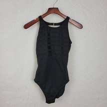 Vintage Cole of California Bathing Suit Large Black One Piece Low Open Back - $39.03