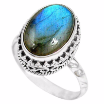Special Sale, Beautiful Light Blue Labradorite Ring, Size 7.75 US, Handmade - £14.67 GBP