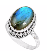 Special Sale, Beautiful Light Blue Labradorite Ring, Size 7.75 US, Handmade - £14.53 GBP