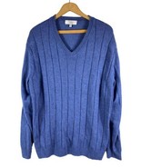 Turnbury Sweater Size XL Mens Blue V Neck Cable Knit Merino Wool Blend Soft - $738.31 MXN