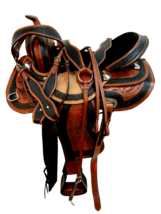 STG Western Horse Leather Saddle Floral Tooled Barrel Racing 10&quot; to 18&quot; - £280.27 GBP+
