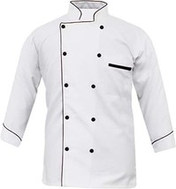 Herren Weiß Koch Mantel Uniform Voll Ärmel Knöpfe Näher Kochen Hotel Restaurant - £45.79 GBP+