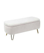 Ivory White FCJ Bedside Storage Ottoman Extendable Square Footstool Adju... - $145.88