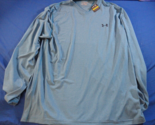 NEW UNDER ARMOUR BLUE WHITE FITTED LONG SLEEVE V NECK COLD GEAR POLY SHI... - $26.99