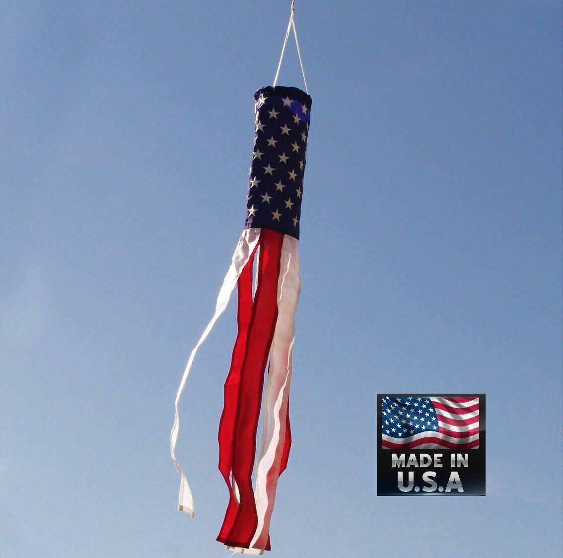 USA MADE 5 ft (60in) x 6 in US American America Flag Windsock-6-Stripe Wind Sock - $11.99