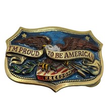 1984 Great American Belt Co Buckle I&#39;m Proud to be American Freedom Eagle USA - £13.66 GBP