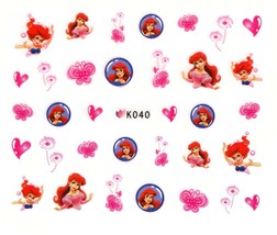 Nail Art 3D Decal Stickers beautiful princess mermaid pink heart butterfly K040 - £2.55 GBP