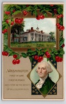 George Washington Portrait Mount Vernon With Cherry Border Postcard X26 - £6.35 GBP