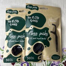 2 PACKS Of  The Eco Gang Floss Picks 50PC Ea, Mint &amp; Charcoal - NEW! - £7.63 GBP