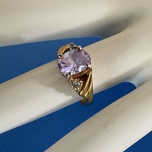 Lilac Cubic Zirconia Ring Size 5.25 18k Gold Plated - £7.58 GBP