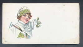 Vintage Pretty Smiling Woman Ice Skater Ink Blotter Card -- 3.5&quot; x 6.25&quot;... - £11.00 GBP