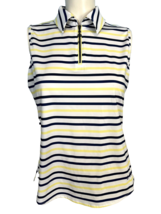 Belyn Key White, Blue, Yellow Striped Sleeveless Collared Golf Shirt Size S - $269.91 MXN