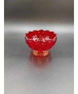 Vtg Red Amberina Moon and Stars Glass Pedestal Candy Dish Compote Bowl - $19.65