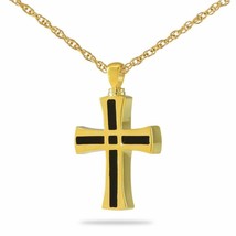 18K Solid Gold Men&#39;s Cross Chain Link Pendant/Necklace Cremation Urn for Ashes - $1,089.99
