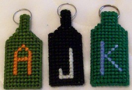 Plastic Canvas Split Key Ring, Handmade, Needlepoint, Made to Order, Ini... - £3.95 GBP