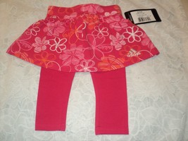 NEW Adidas Girl&#39;s 6 Months Pink Skirt w/ Attached Leggings &quot;Fun Floral Flirt&quot; - £10.09 GBP