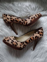 Steve Madden Womens Cheetah Leopard Print Size 7 Leather Calf Hair Heels Pumps - £10.52 GBP