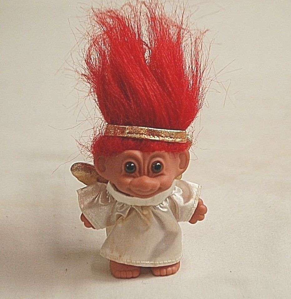 Primary image for 3-1/2" Russ Troll Doll Christmas Xmas Angel Hanging Tree Ornament w Red Hair