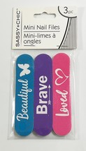 Sassy+Chic Mini Nail Files BEAUITFUL, BRAVE, LOVED - $115.36 MXN