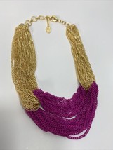 AMRITA SINGH Designer Multi Chain Pink And Goldtone Necklace SIGNED - $14.95