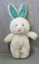 Applause White Bunny Rabbit Plush Stuffed Animal Small Blue Ears Dated 1987 - £14.45 GBP