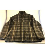 John Wayne Pullover Fleece Jacket Flannel  Plaid 1/4 Snap L Green - $19.79