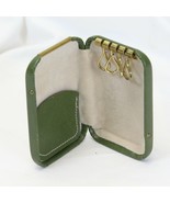 Leather Key Holder Case Olive Green Vintage 4 Holder 3&quot;x 2&quot; x 3/4&quot; MCM - £14.82 GBP