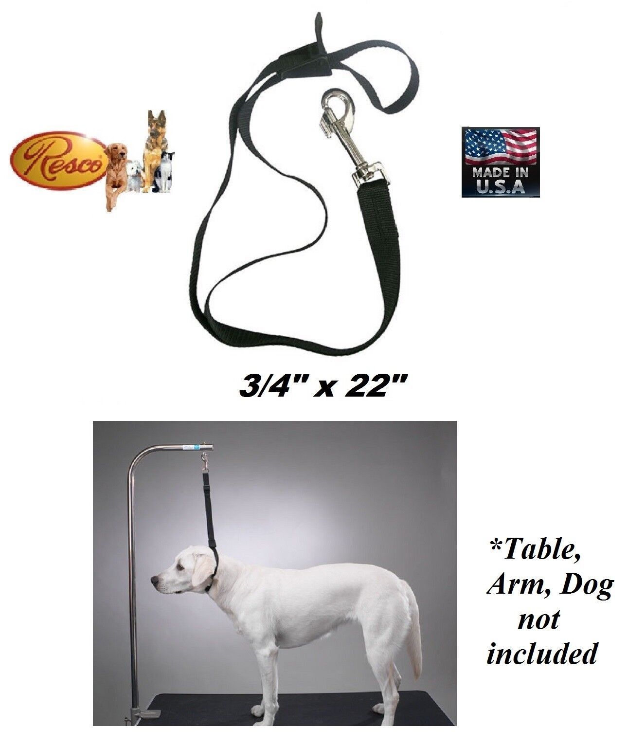 RESCO 22&quot; Nylon Web SPEED NOOSE Loop for DOG Grooming Table Arm Bath Adj... - $13.99