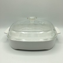 Vtg Corning Ware White Casserole Dish MW-A-10 W/Pyrex Lid Microwave Browning - £14.35 GBP