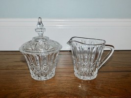 VINTAGE Cut Crystal Cream Creamer Pitcher and Sugar Bowl Set w/Lid EXC-U... - $19.79