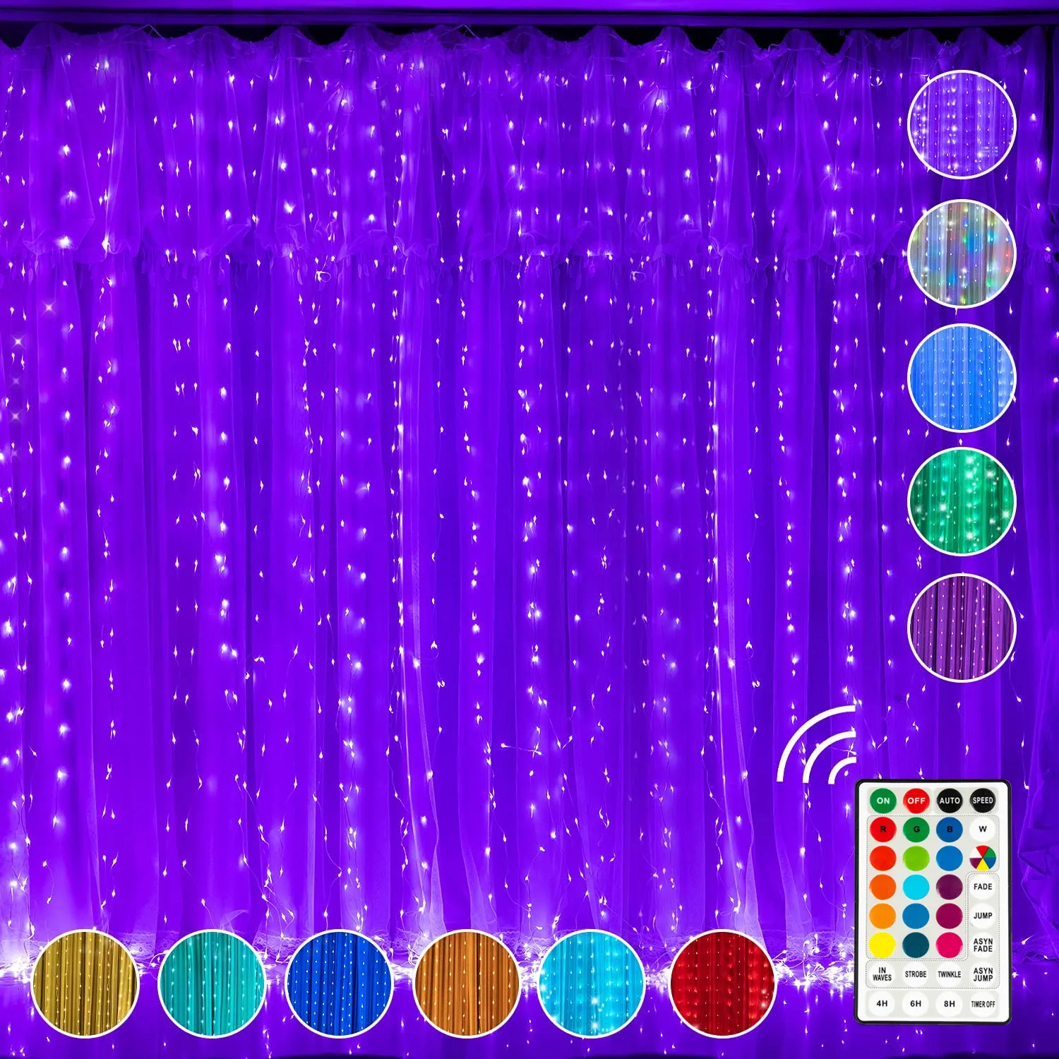 3x LED Curtain String Lights 16 Colors USB Remote Fairy Gar Lamp For Christmas D - £82.69 GBP