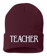 TEACHER Embroidered Cuffed Beanie Hat, Embroidered Gift, Winter Hat - €13,73 EUR TEACHER Embroidered Cuffed Beanie Hat, Embroidered Gift, Winter Hat - €13,73 EUR