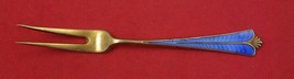 Town Hall by David Andersen Sterling Strawberry Fork w/ blue enamel 4 1/8&quot; - £62.50 GBP