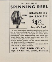 1954 Print Ad Air Light Spinning Fishing Reels Made in Omaha,Nebraska - £7.41 GBP