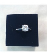 Avon 2005 Sparkling CZ Solitaire Ring in Giftbox - Silvertone - Medium - $30.00