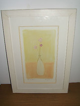Vintage Framed Bottle With Flowers I Watercolor Painting Signed by Artist - £15.78 GBP