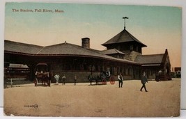 Fall River Mass, Railway Station Horse &amp; Carriages Postcard C5 - £5.95 GBP