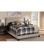 Basque Beige Fabric Upholstered Full Size Bed - $3,691.89 MXN