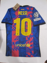 Lionel Messi FC Barcelona UCL Cup Match Slim Blue Third Soccer Jersey 2021-2022 - £80.42 GBP