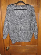 Shein Black &amp; White Marled Scoop Neck Pullover Sweater - Size XXL - £14.01 GBP