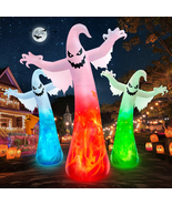 12FT Giant Halloween Inflatables Ghost with 3-Colored Flame Rotation LED... - $94.24 CAD
