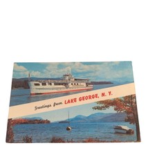 Postcard Greetings From Lake George New York Ticonderoga Chrome Posted - £6.68 GBP
