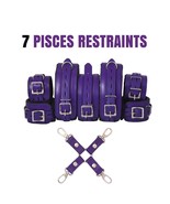 Thick Real Leather Wrist Ankle Thigh Cuffs &amp; Collar Restraint Set Black ... - €47,71 EUR