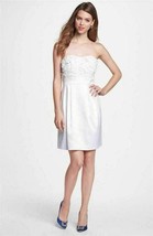 Eliza J Embellished Lace Bodice Satin Dress Sz 4 White - $95.04