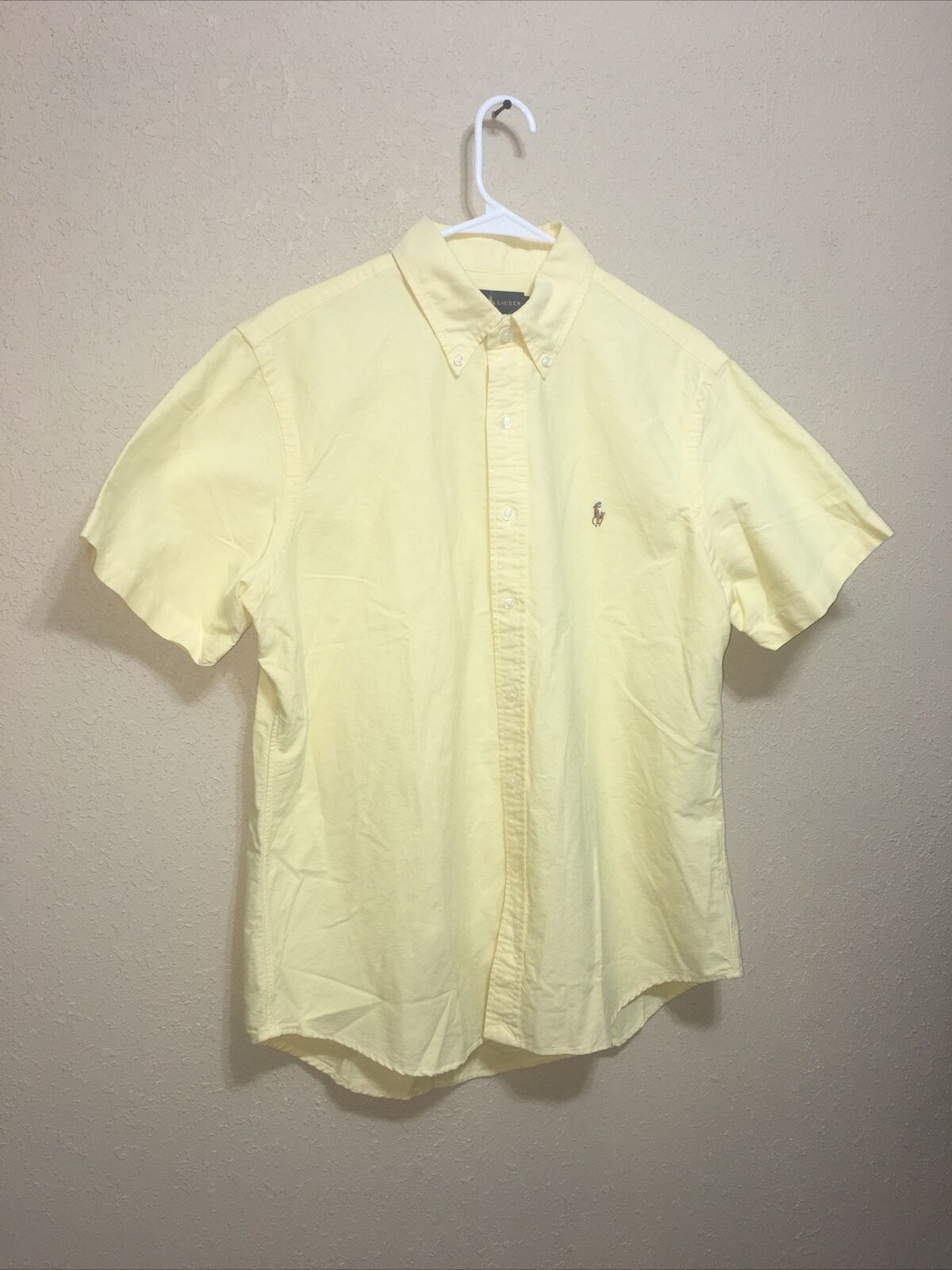 Primary image for Ralph Lauren Mens Shirt ClaSsic Fit Button Down Short SLV Shirt YELLOW SZ L NEW