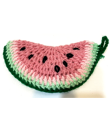 Vintage Handmade Crocheted Watermelon Trivet Hot Pad Pink Green - £9.11 GBP
