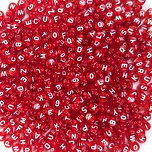 50 Letter Beads Alphabet Beads Red Coin Bulk Wholesale Assorted lot 7mm - £5.53 GBP