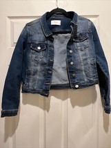 Kan Can Estilo Dark Wash Cropped Jean Jacket 2 Pockets Size XSmall - £14.90 GBP