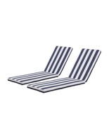 2-Piece Outdoor Chaise Lounge Replacement Cushions Blue Striped - $3,683.30 MXN
